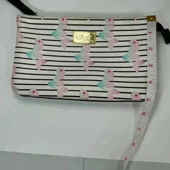 Luv Betsey Johnson Pastel Mermaid Striped Double Pouch Wristlet Clutch Bag - Picture 12 of 12